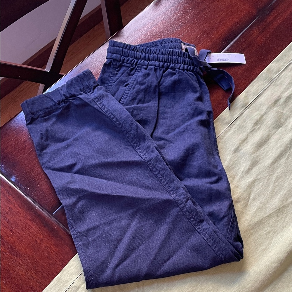 Point Sur by J. Crew Navy Linen Joggers NWT!